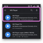 MX Player in the search window